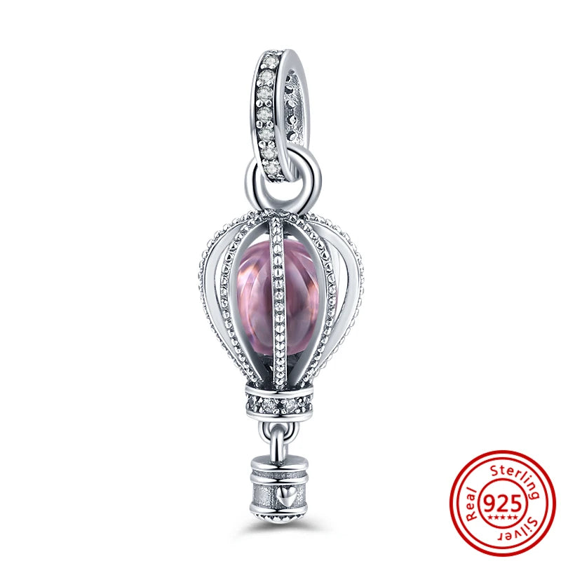 Bijou charm en forme de maison style montgolfière en argent 925